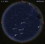 Mapa oblohy pro 5. týden 2011, zdroj: Stellarium