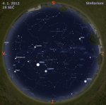 Mapa oblohy 4. ledna 2012, zdroj: Stellarium