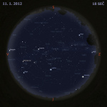 Mapa oblohy 11. ledna 2012, zdroj: Stellarium