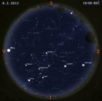 Mapa oblohy 8. února 2012, zdroj: Stellarium