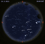 Mapa oblohy 14. března 2012. Data: Stellarium