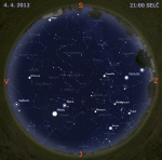 Mapa oblohy 4. dubna 2012 v 21 hodin SELČ. Data: Stellarium