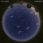 Mapa oblohy 16. května 2012 ve 22 hodin SELČ. Data: Stellarium