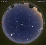 Mapa oblohy 1. srpna 2012 ve 22 hodin SELČ. Data: Stellarium