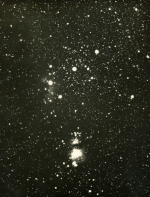 Orion, 21.11.1933, expozice 5 hod 40 min bez hodinového stroje, Zeiss Triplet 1:4.8, f=50 cm. Foto: J. Zeman.