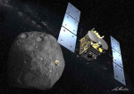 Připravovaná japonská sonda Hayabusa 2 u cílového asteroidu - kresba Foto: JAXA