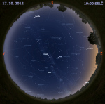 Mapa oblohy 17. října 2012 v 19 hodin SELČ. Data: Stellarium Foto: Martin Gembec