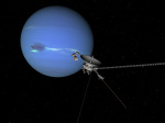 Sonda Voyager míjí Neptun. Foto: NASA.