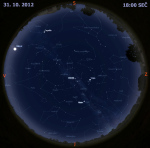 Mapa oblohy 31. října 2012 v 18 hodin SEČ. Data: Stellarium Foto: Martin Gembec