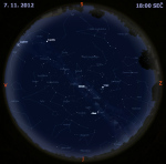 Mapa oblohy 7. listopadu 2012 v 18 hodin SEČ. Data: Stellarium Foto: Martin Gembec