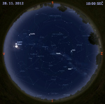 Mapa oblohy 28. listopadu 2012 v 18 hodin SEČ. Data: Stellarium Foto: Martin Gembec