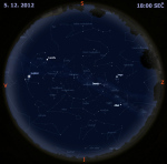 Mapa oblohy 5. prosince 2012 v 18 hodin SEČ. Foto: Martin Gembec