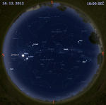 Mapa oblohy 26. prosince 2012 v 18 hodin SEČ. Data: Stellarium Foto: Martin Gembec