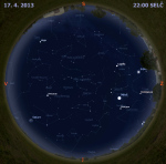 Mapa oblohy 17. dubna 2013 ve 22 hodin SELČ. Data: Stellarium Foto: Martin Gembec