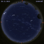 Mapa oblohy 20. listopadu 2013 v 19 hodin SEČ. Data: Stellarium Foto: Martin Gembec