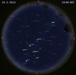 Mapa oblohy 19. února 2013 v 19 hodin SEČ. Data: Stellarium Foto: Martin Gembec