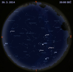 Mapa oblohy 26. března 2014 ve 20 hodin SEČ. Data: Stellarium Foto: Martin Gembec