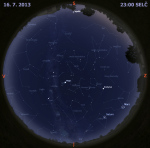 Mapa oblohy 16. července 2014 ve 23 hodin SELČ. Data: Stellarium Foto: Martin Gembec