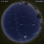 Mapa oblohy 6. srpna 2014 ve 22 hodin SELČ. Data: Stellarium Foto: Martin Gembec