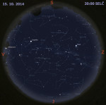 Mapa oblohy 15. října 2014 ve 20:00 SELČ. Data: Stellarium Foto: Martin Gembec