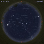 Mapa oblohy 5. listopadu 2014 v 18:00 SEČ. Data: Stellarium Foto: Martin Gembec