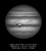 Kresba Jupiteru přes dalekohled Hvězdárny Turnov 30. 1. 2015 Foto: Aleš Majer