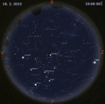 Mapa oblohy 18. února 2015 v 19:00 SEČ. Data: Stellarium Foto: Martin Gembec