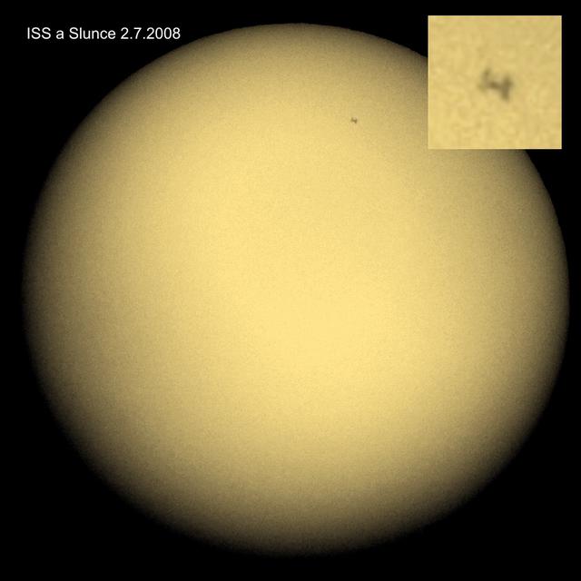 Kopie - ISS a Slunce 2.7. 2008 detail
