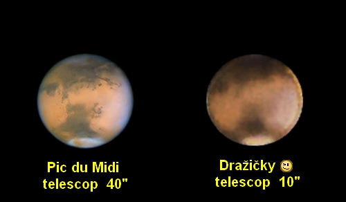 porovnání Marsu